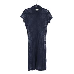 Bonnie Strauss Vintage Lace Shirt Dress Black Collared Short Sleeve Women's 8